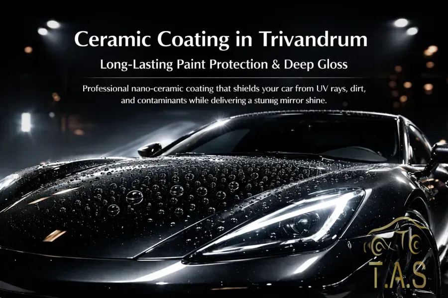 Ceramic coating application on car in Trivandrum