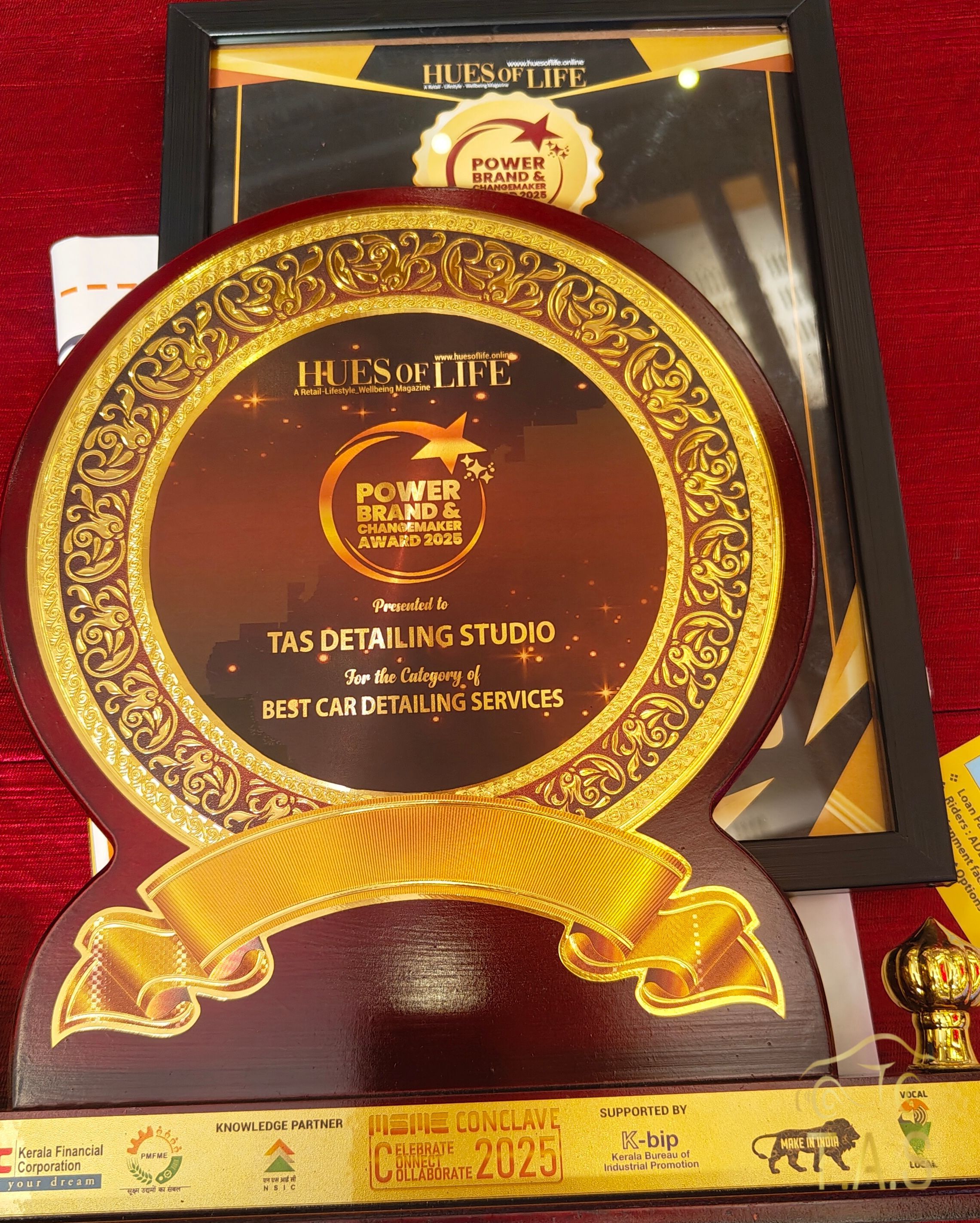 Hues of Life award for T.A.S Detailing Studio