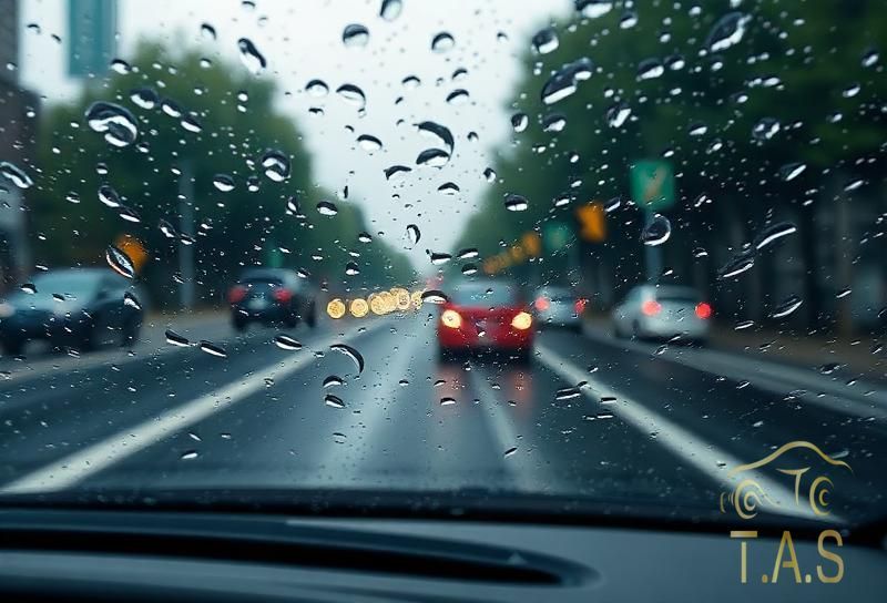 Hydrophobic glass coating after windshield restoration at TAS Detailing Trivandrum