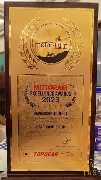 Motoraid Recognition award for T.A.S Detailing Studio