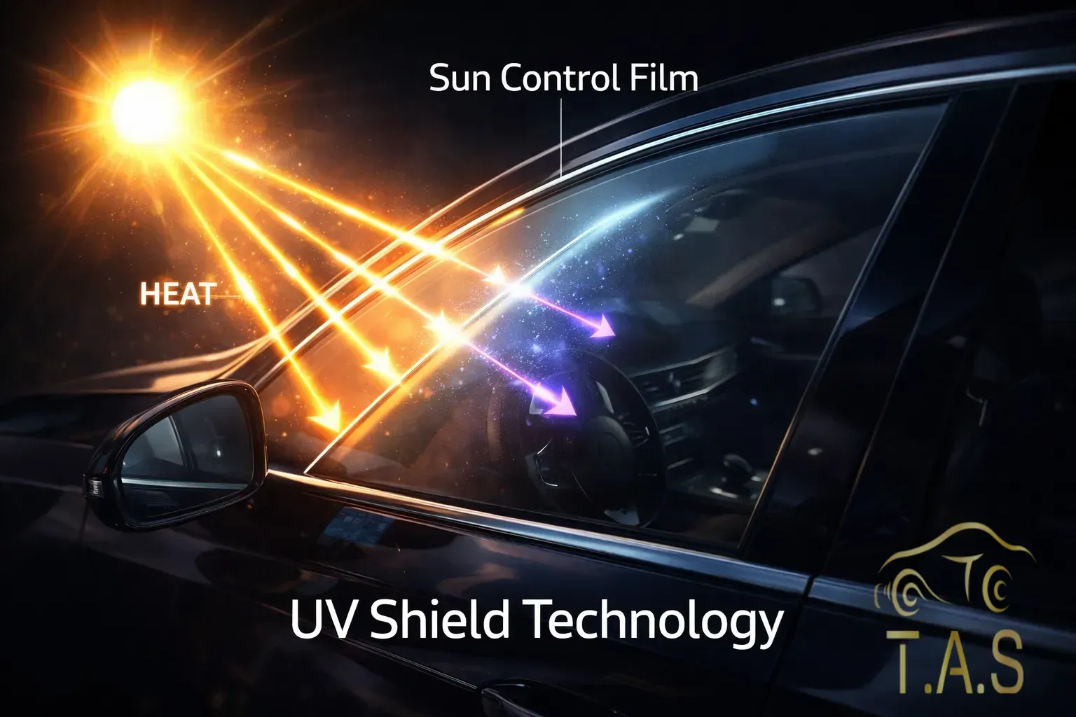 Sun control film blocking UV and heat | T.A.S Detailing Studio