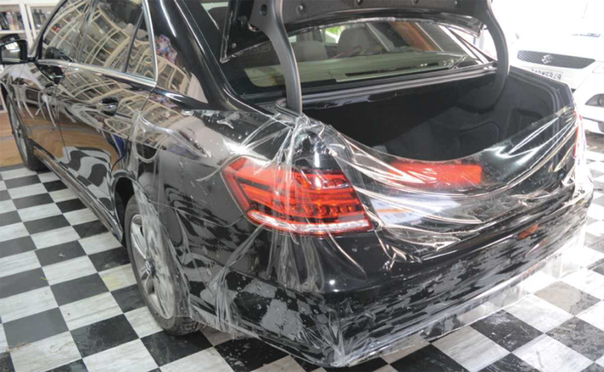 Benz C-Class PPF Paint protection at TAS, Travancore Auto Spa, Detailing Studio
